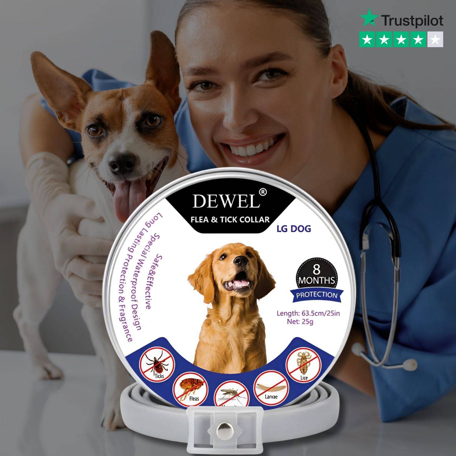 DEWEL™ 8-Month Flea & Tick Protection Collar