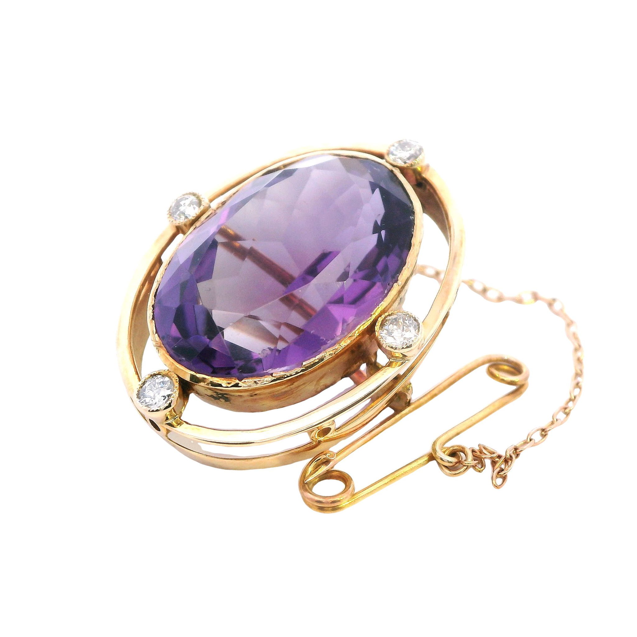 Amethyst and Diamond Brooch set in 9ct Yellow Gold - Image 2