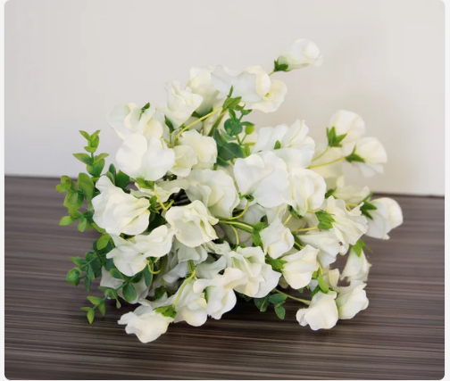 White Sweet Pea Bouquet Wedding Bouquet - Realistic Artificial Flowers
