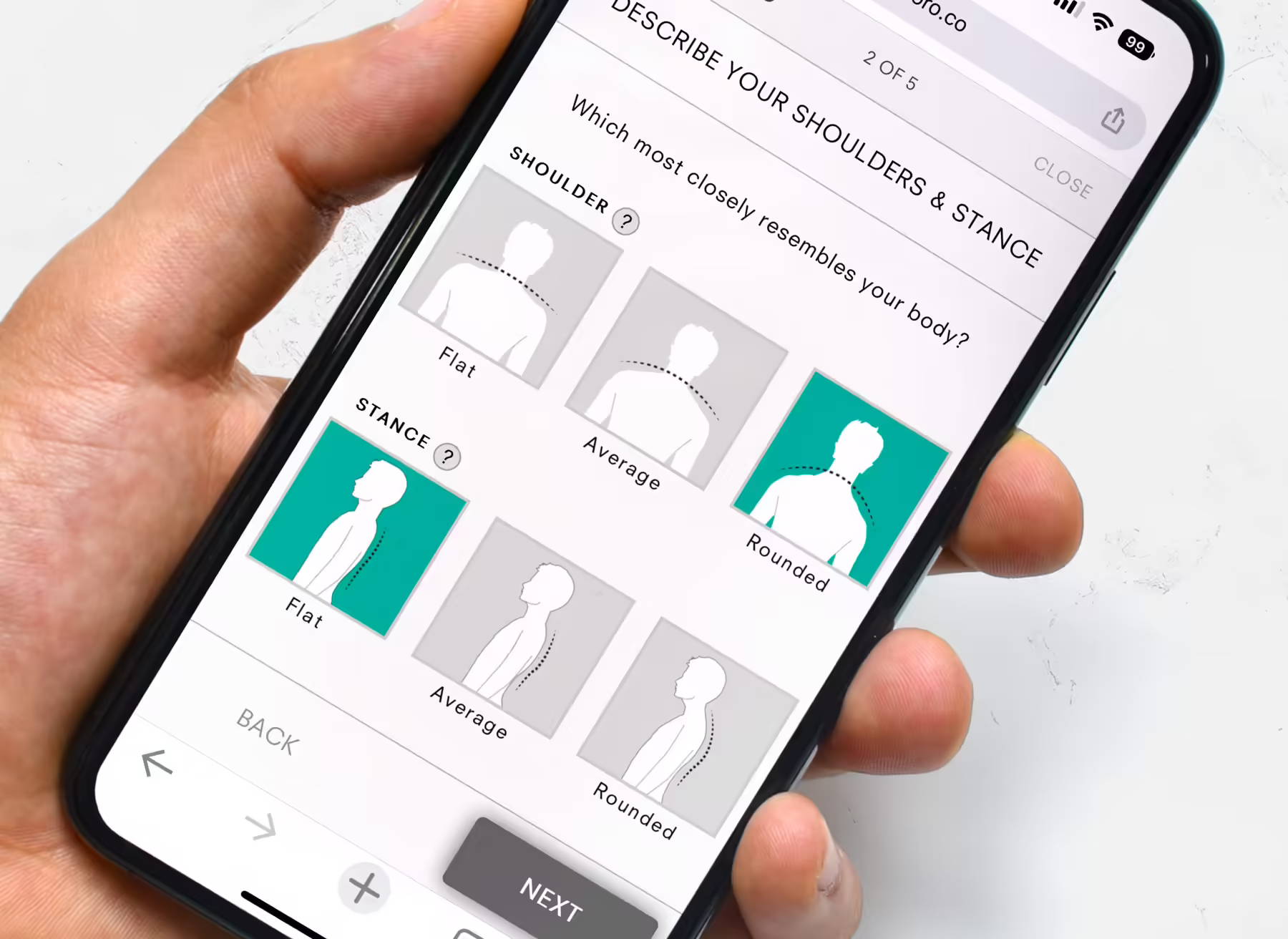 digital tailor app on a phone