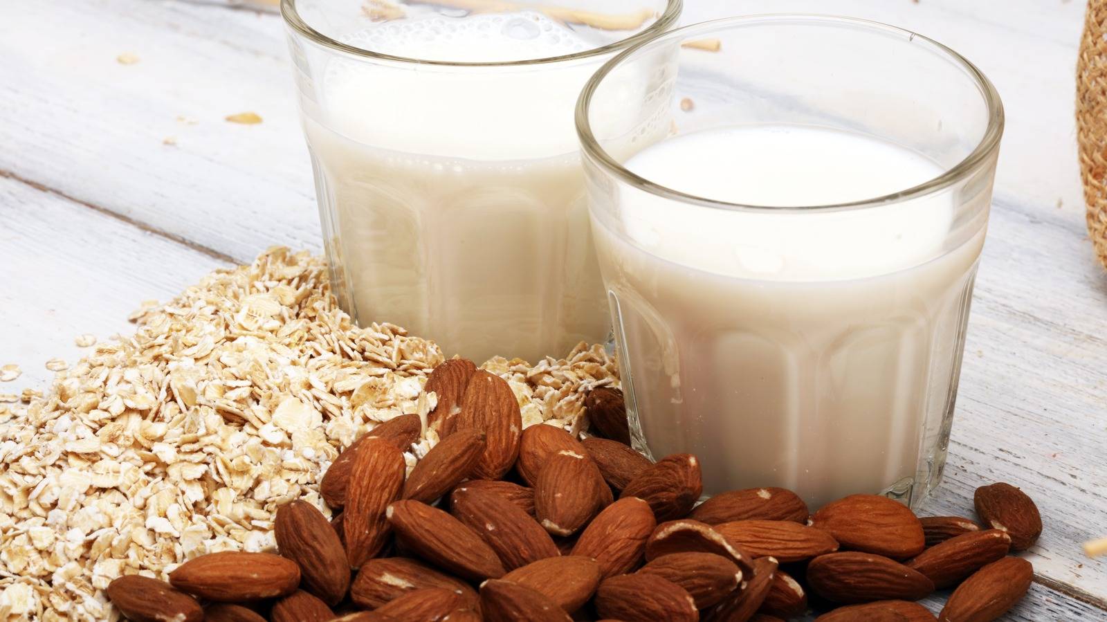 Oat milk and almond milk