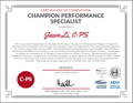 Certificate of Completon Champion Performance Specialist