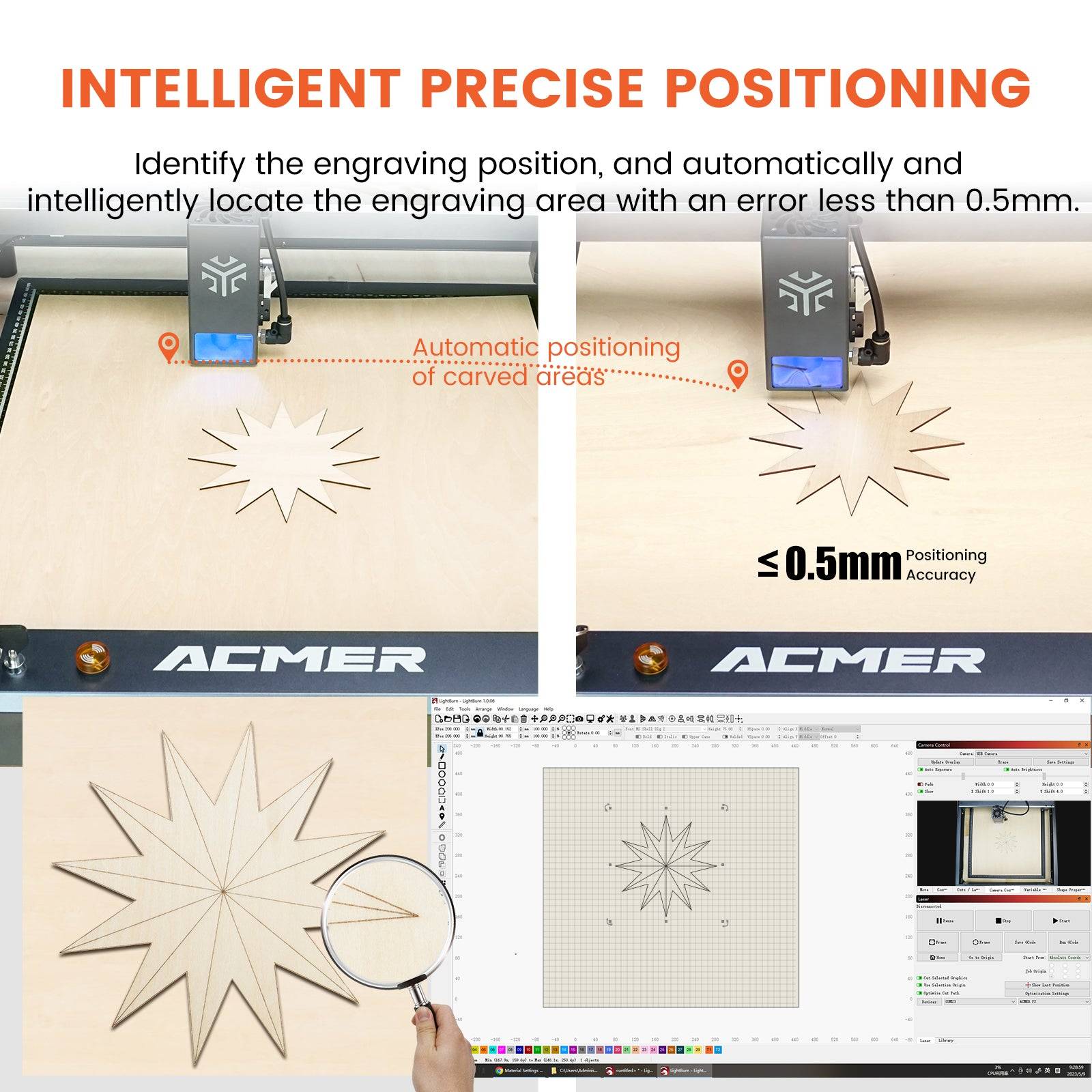 ACMER A500 Laser Engraver Lightburn Camera