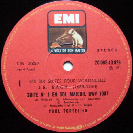 EMI HMV / TORTELIER, - Bach Suites for Cello Solo No.1 ...