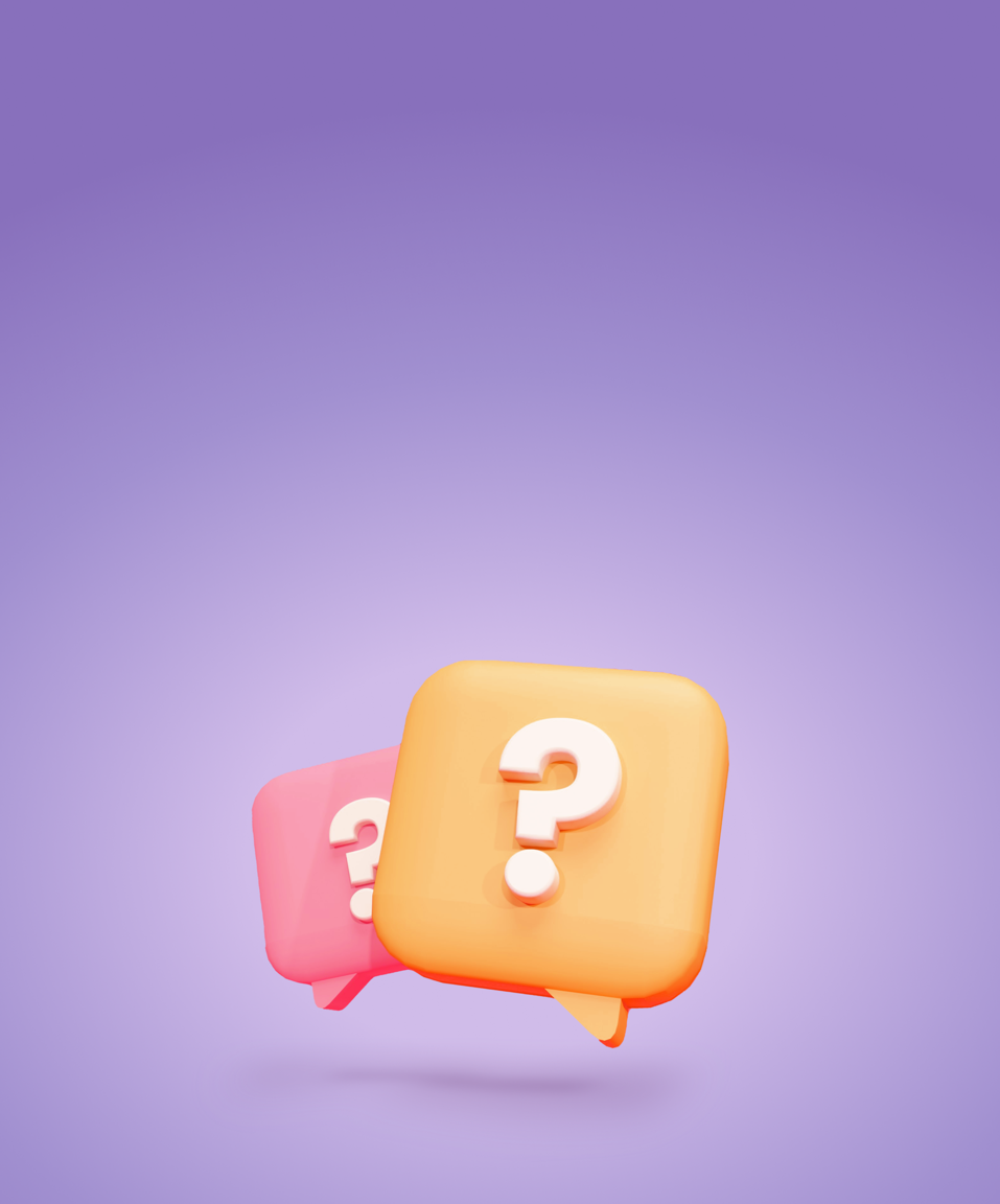 Two big speech bubbles with question marks for Confetti's Virtual Communication Skills Workshop