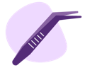 tweezing icon of a pair of purple tweezers