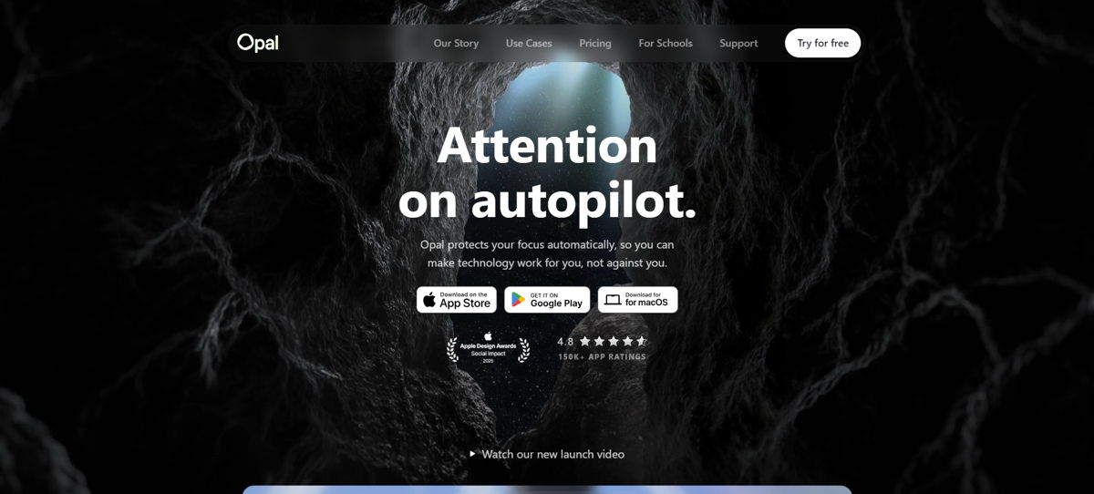 Screenshot of Opal , from the app websites collection.