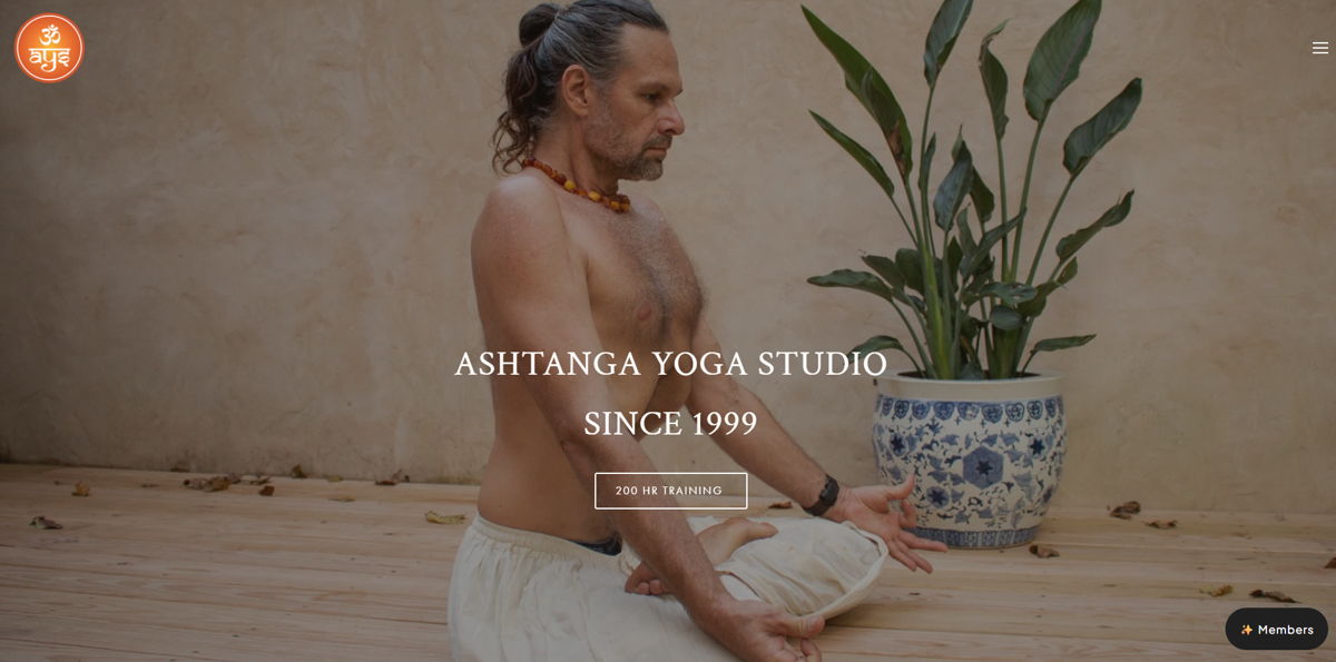 Screenshot of Ashtanga Yoga Studio, from the squarespace yoga websites collection.