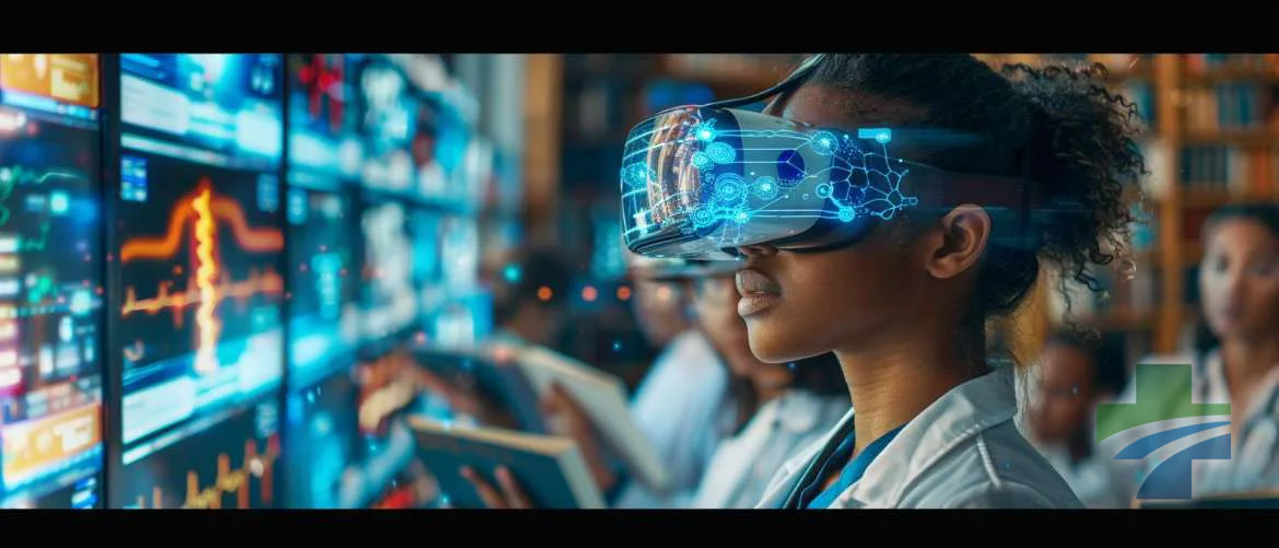 Juxtaposition of traditional nursing education and modern VR learning.