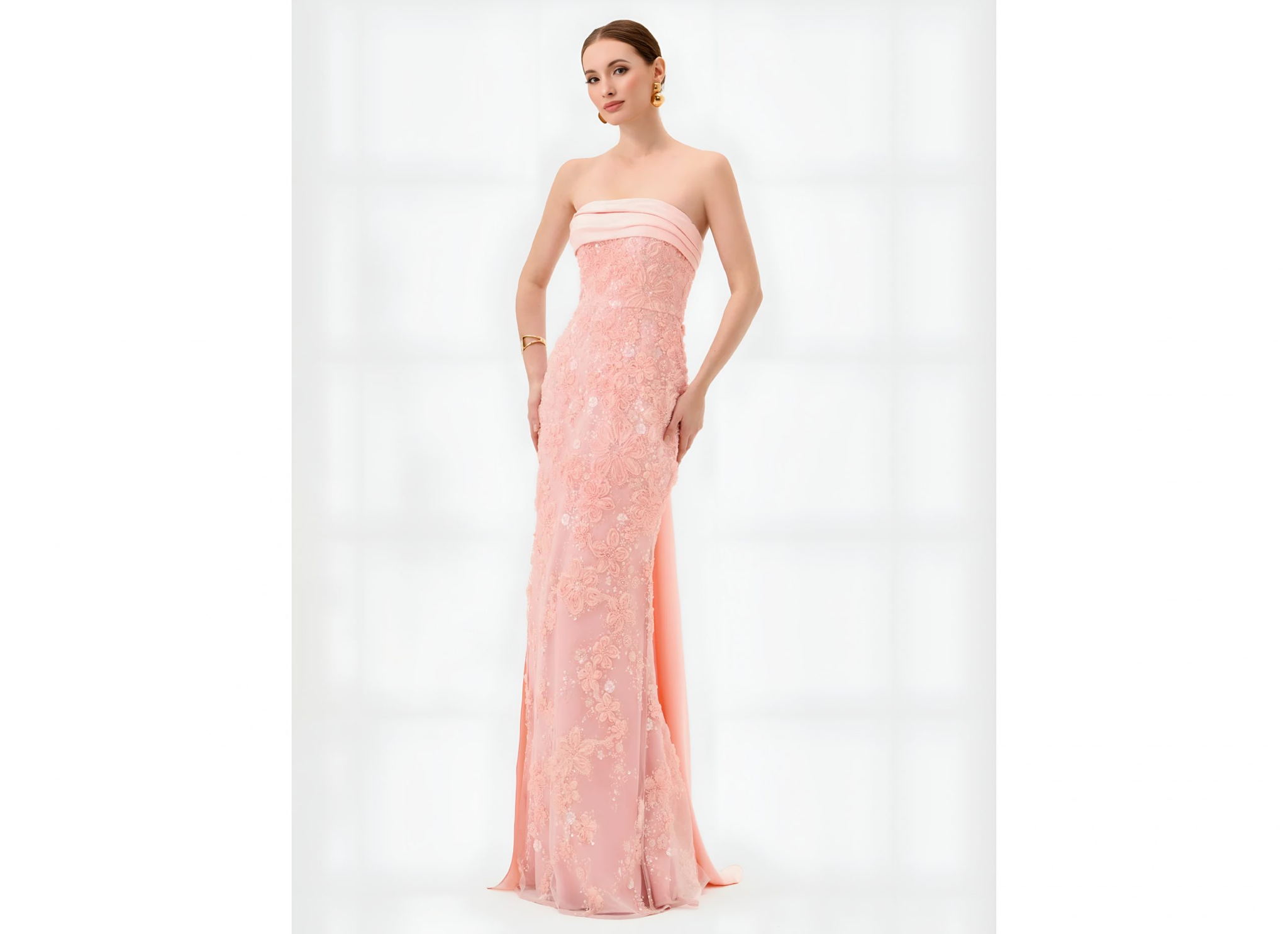PRIM EMBELLISHED SASH GOWN B82D63L