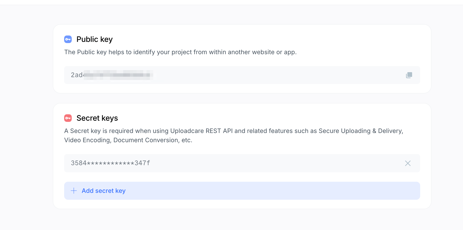 Uploadcare API keys