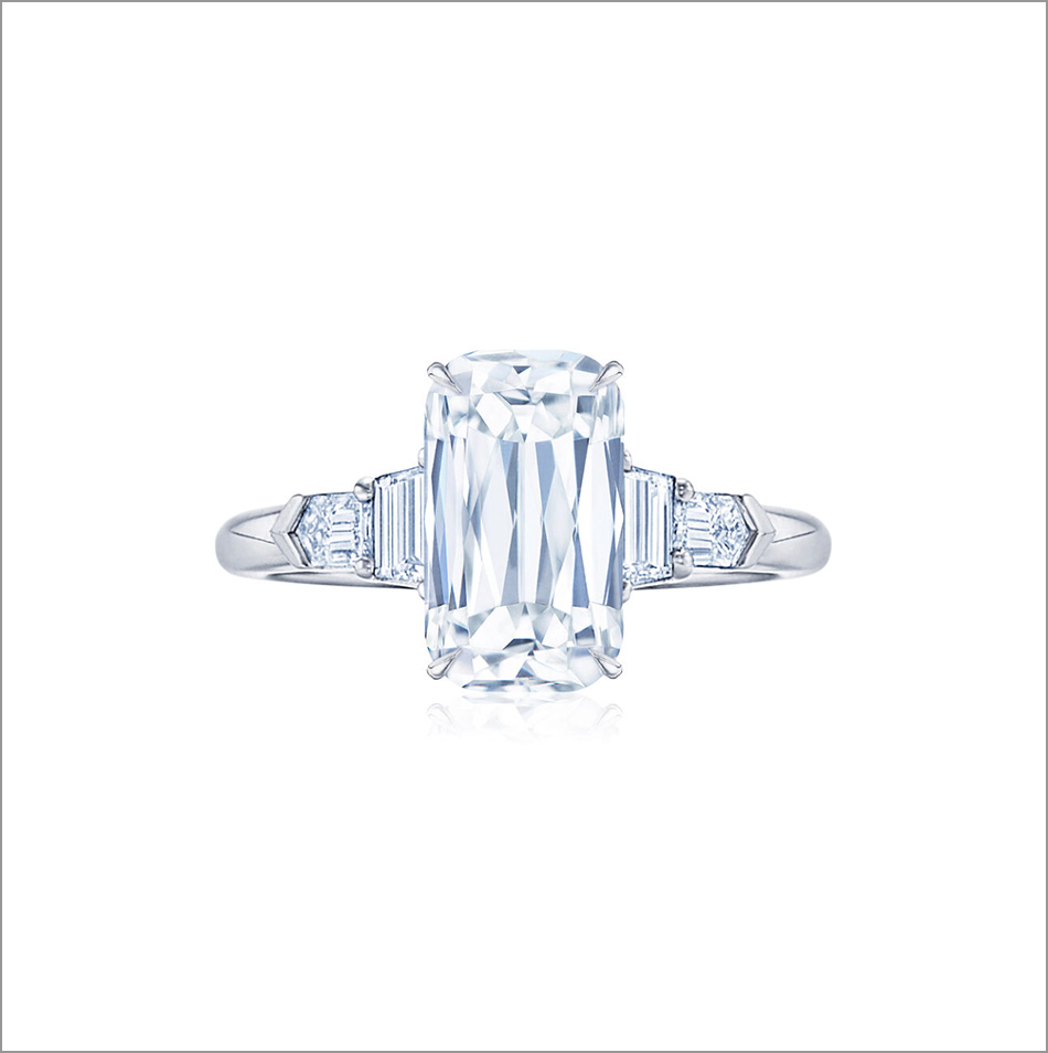 Front view of Kwiat Ashoka diamond ring.