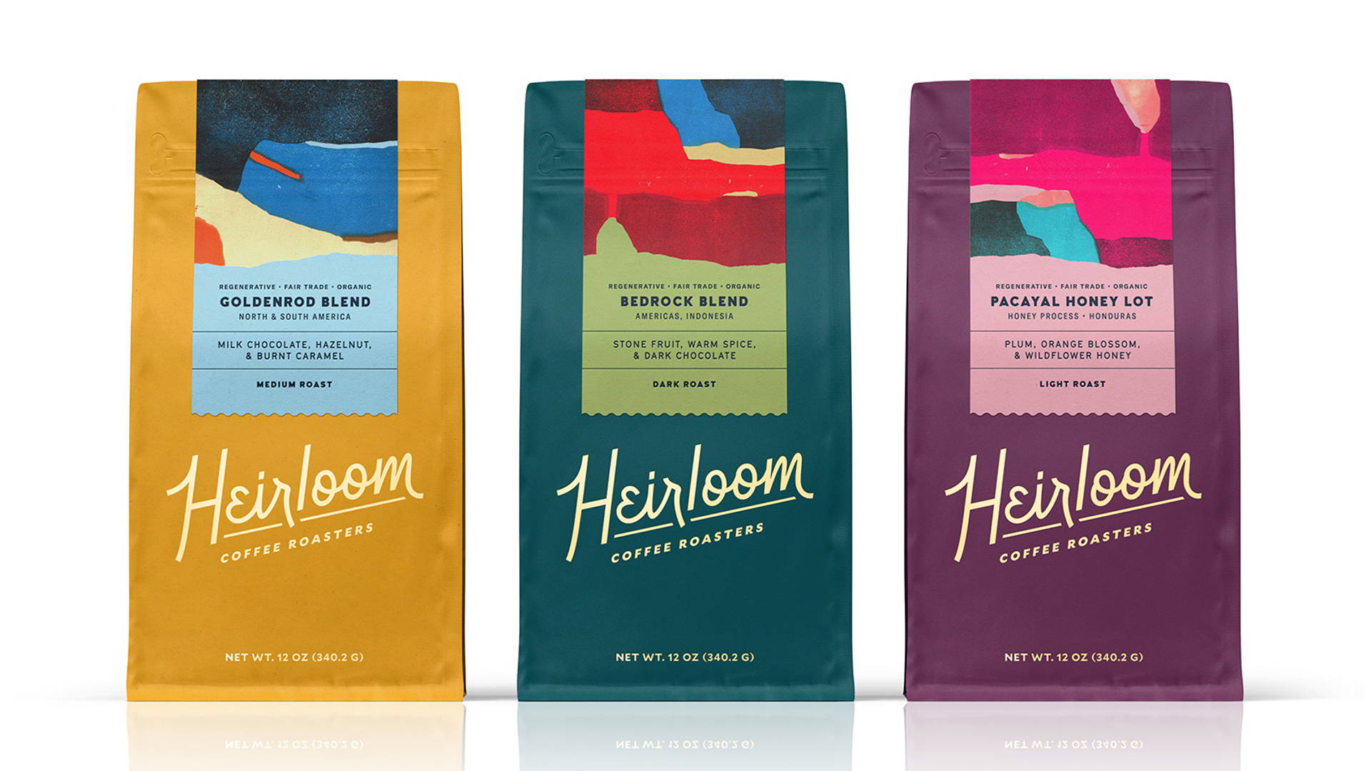 Featured image for Heirloom Coffee Roasters' Recyclable Packaging With An Abstract Flair