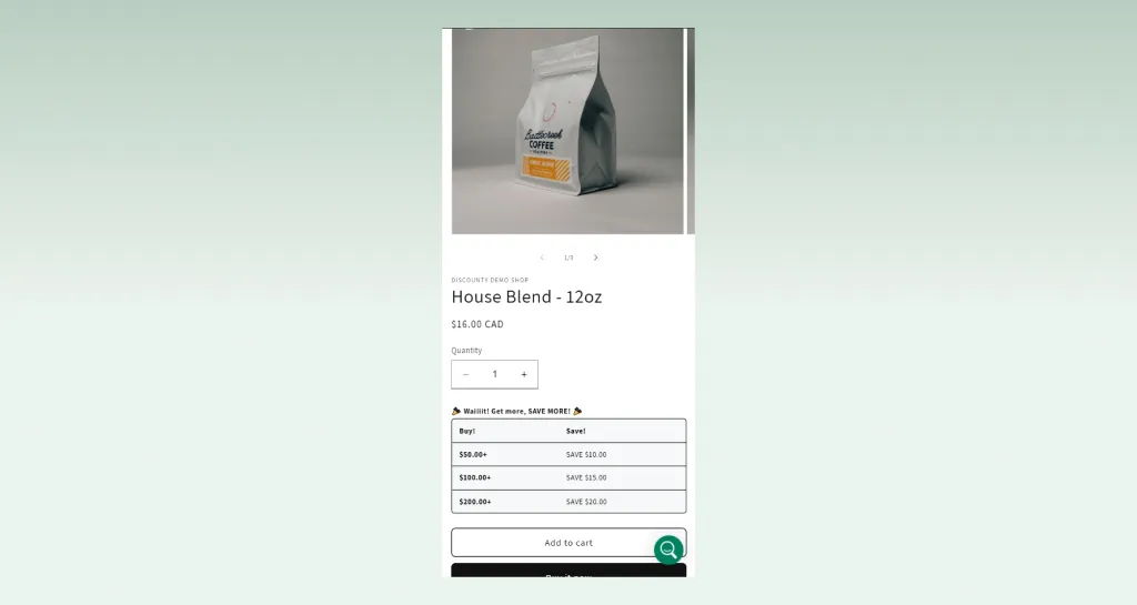 mobile-friendly tiered discount display