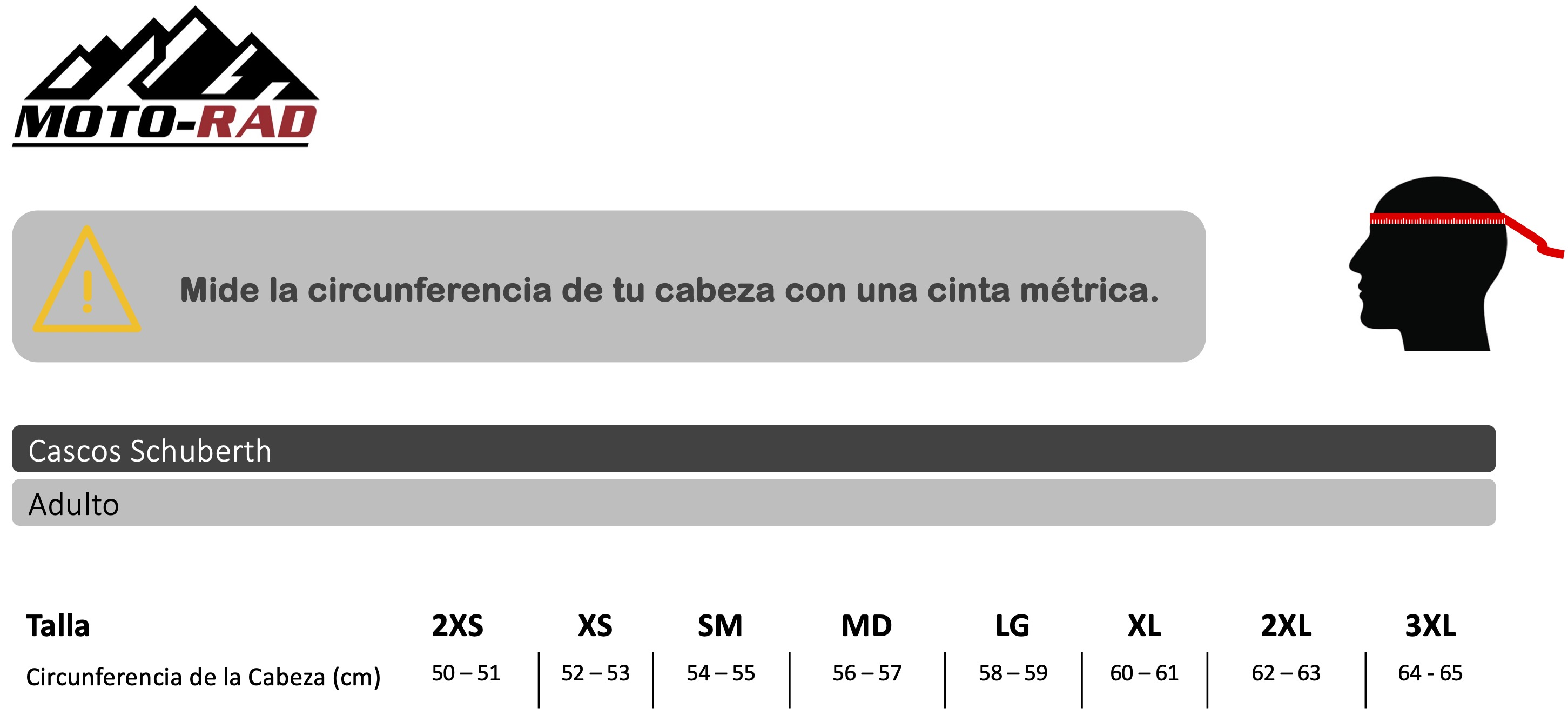 Guia de Tallas Cascos Schuberth