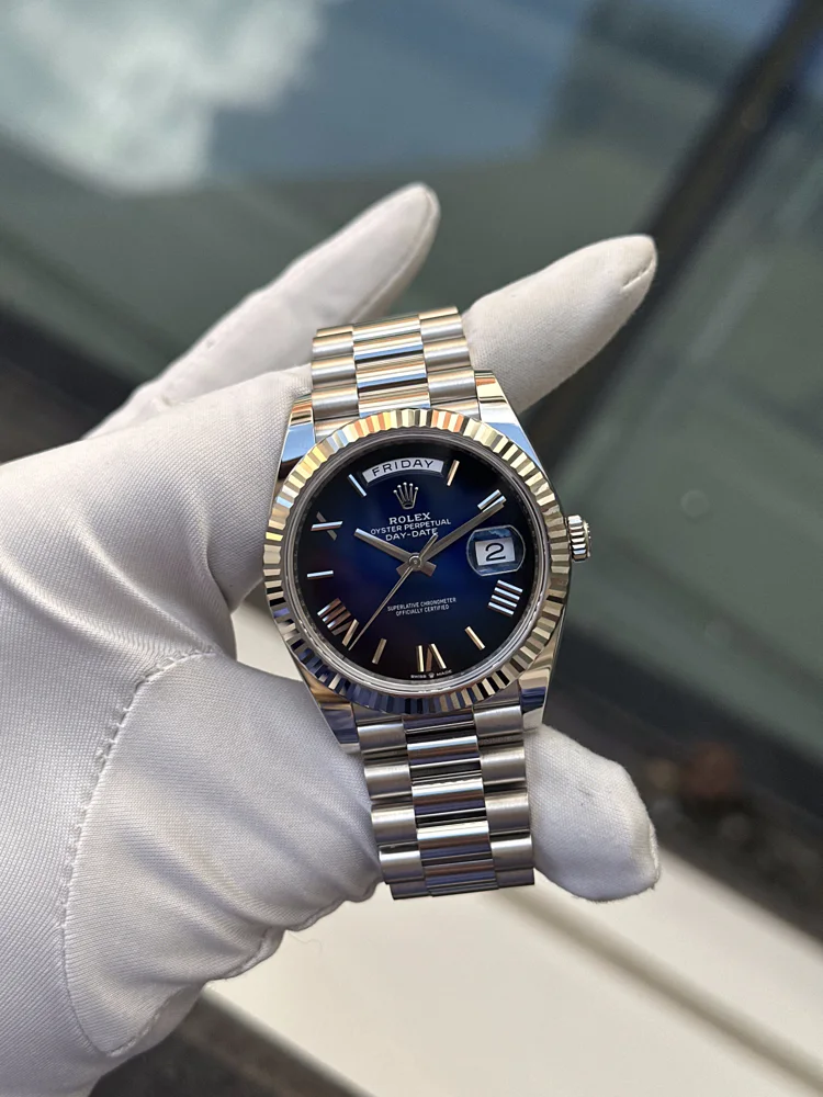 White Gold Blue Dial Roman Numerals