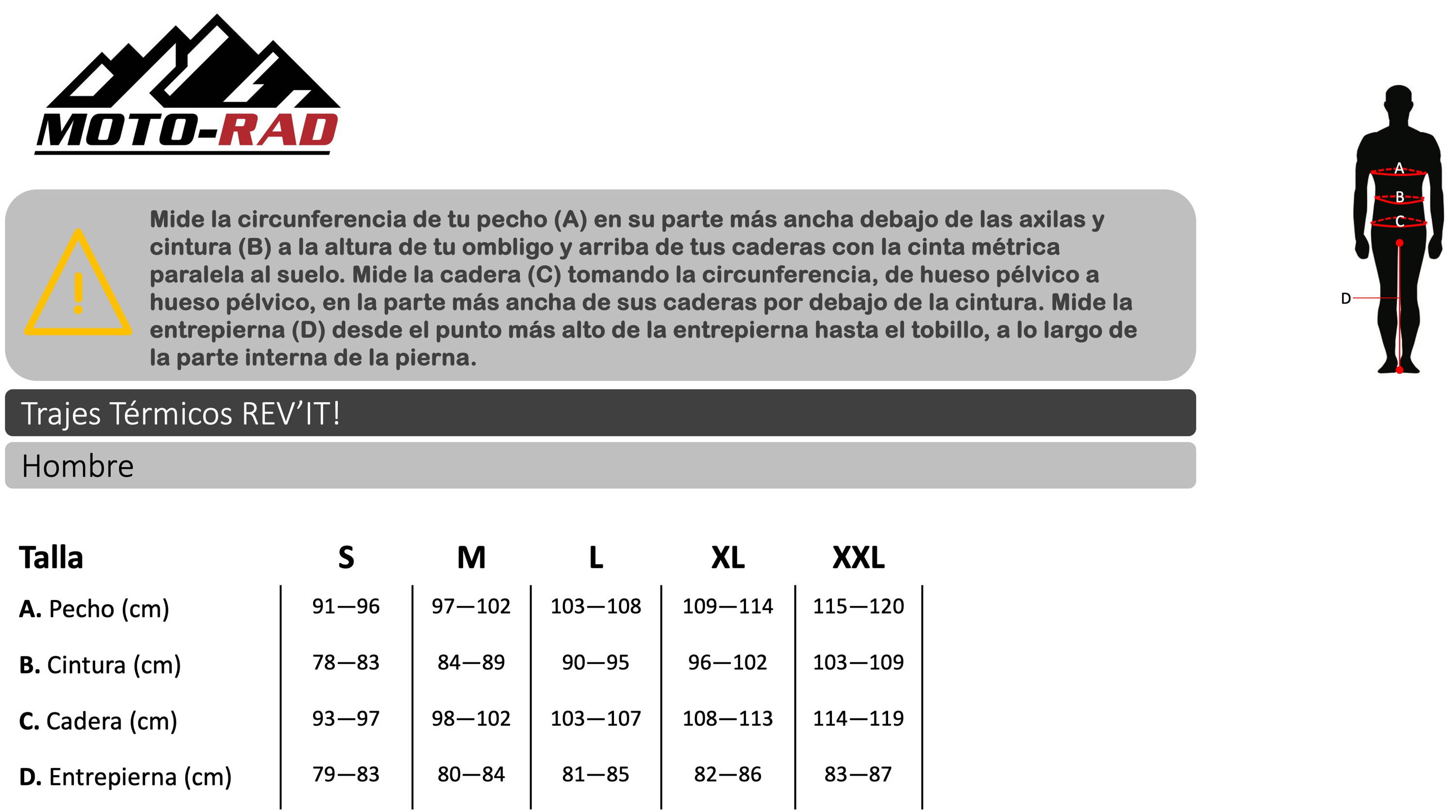 Guía de Tallas Trajes Térmicos REV'IT!