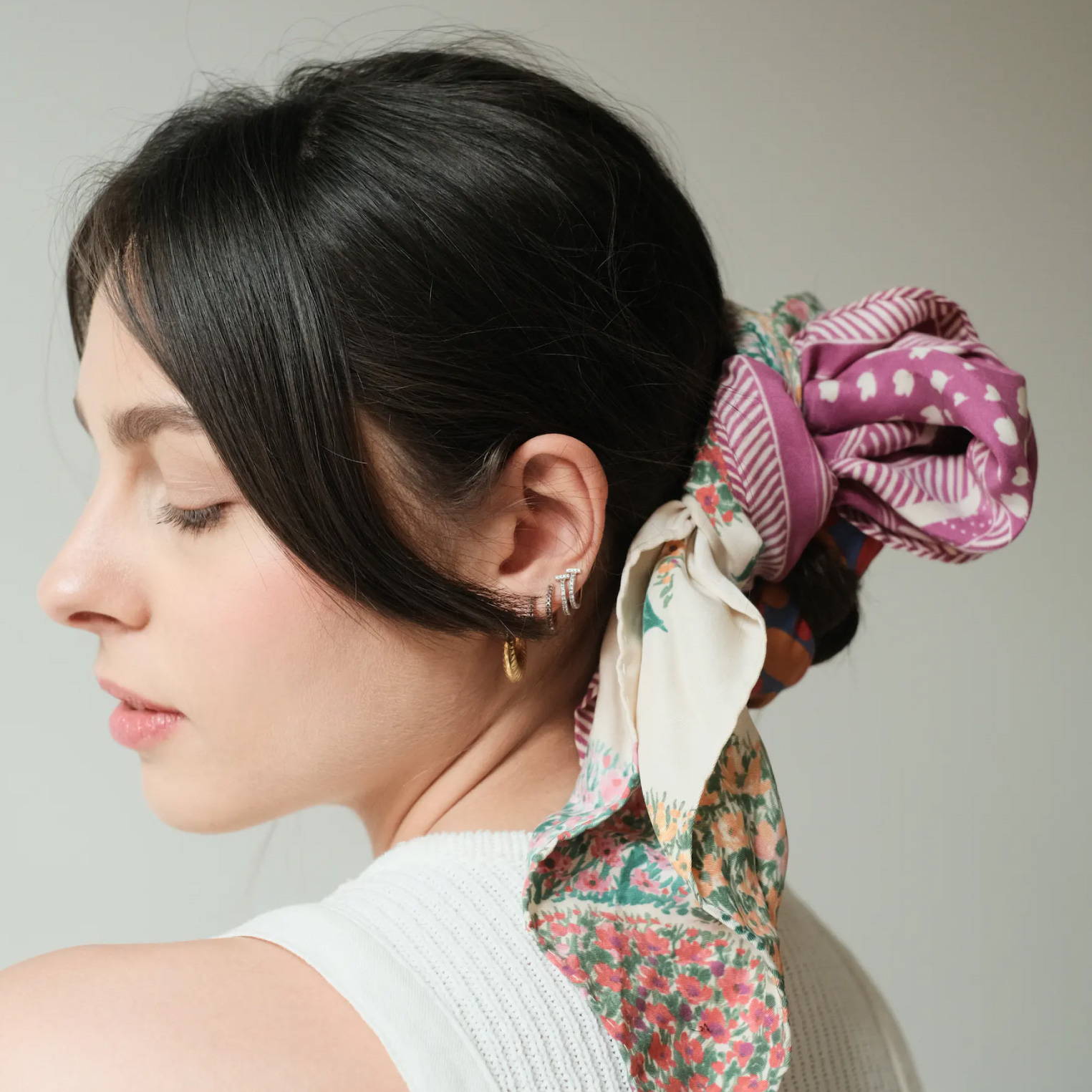 woman with messy bun