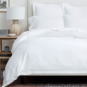 White - Boll & Branch Signature Organic Cotton Hemmed Duvet Set, King/California King