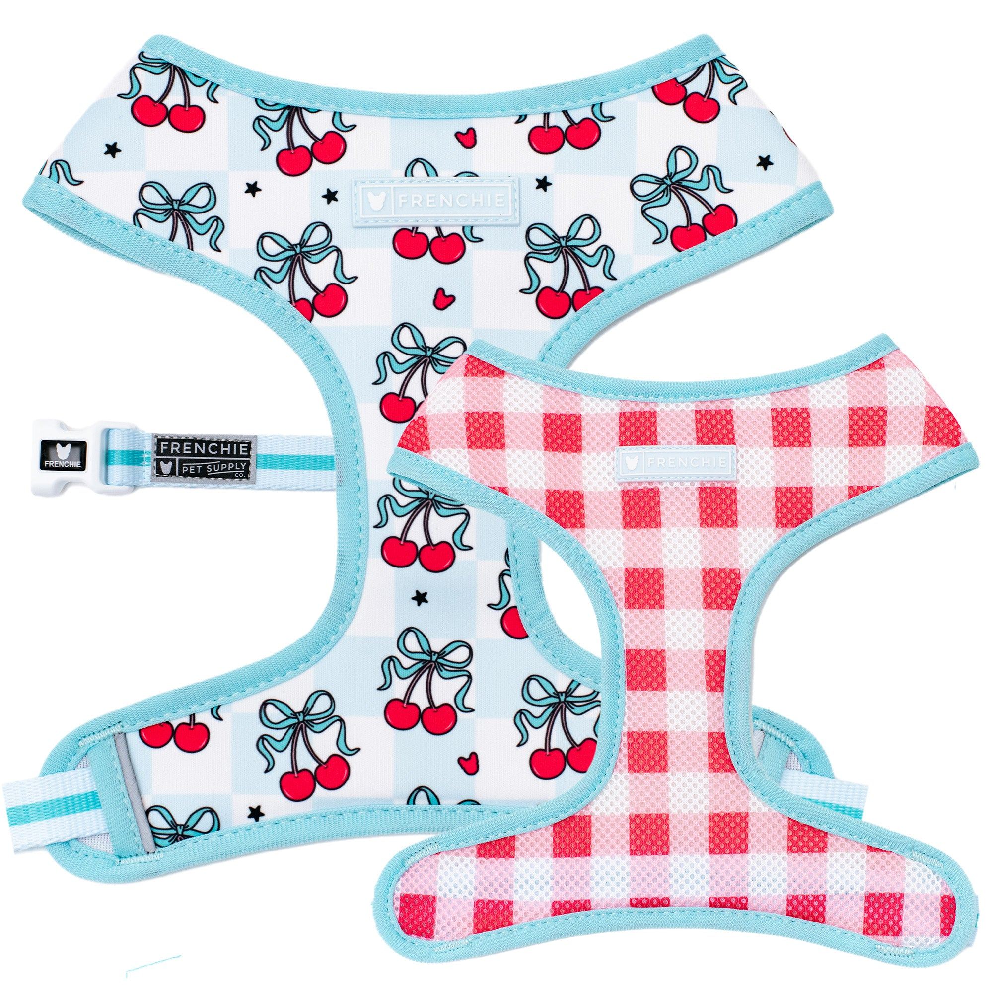 Frenchie Duo Reversible Harness - Cherries Blue – Frenchie Bulldog
