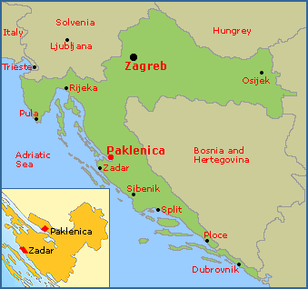 Map of Paklenica in Croatia