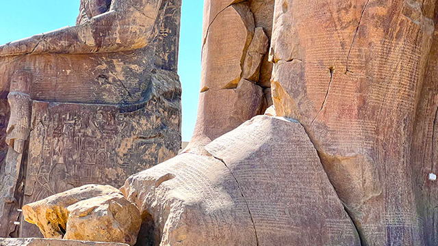 Massive foot of the Colossi of Memnon, Luxor, Egypt