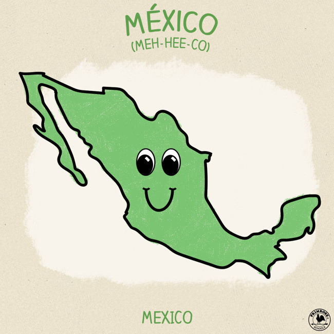 Illustration of the outline map of Mexico