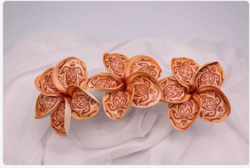 Maroon Turtle Frangipani Real Touch (6 Pack) - Realistic Artificial Flowers - Image 3