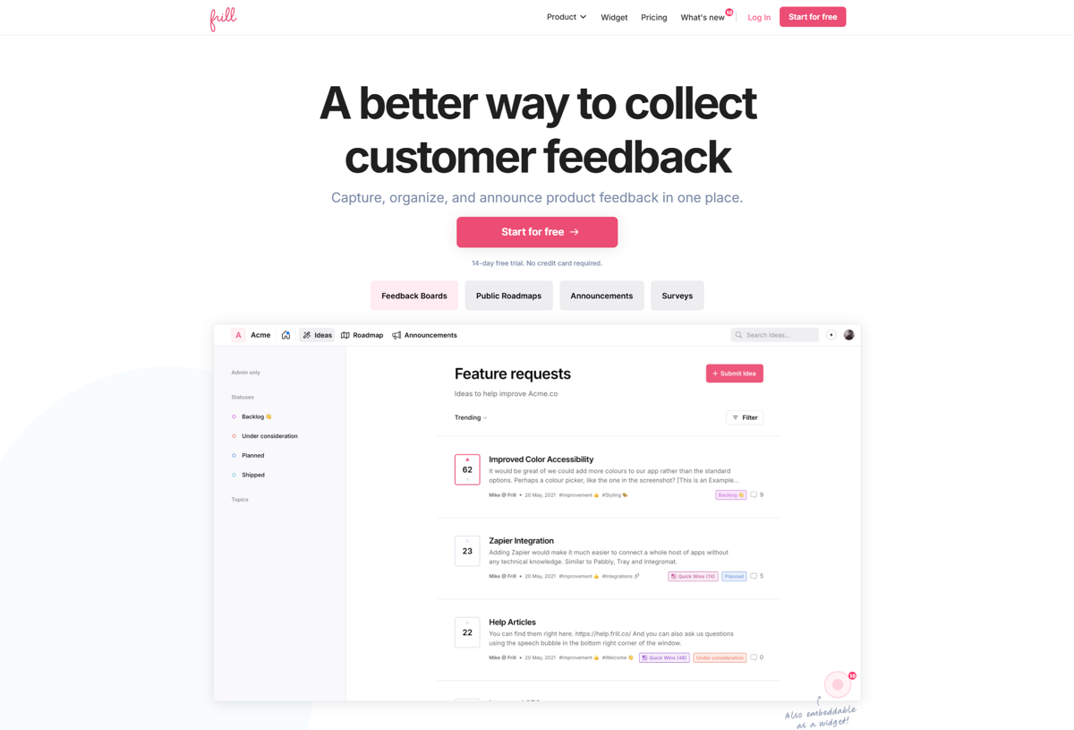 Screenshot of Frill , from the wordpress websites collection.