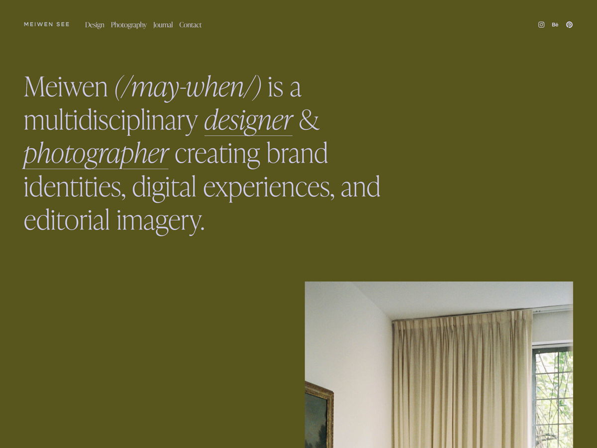 Screenshot of Meiwen See, from the digital portfolio examples collection.