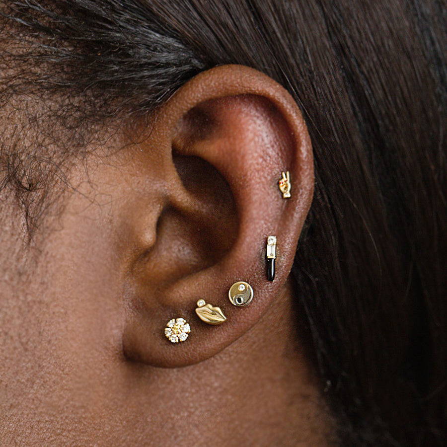 Threaded Flat Back Second Hole Earring