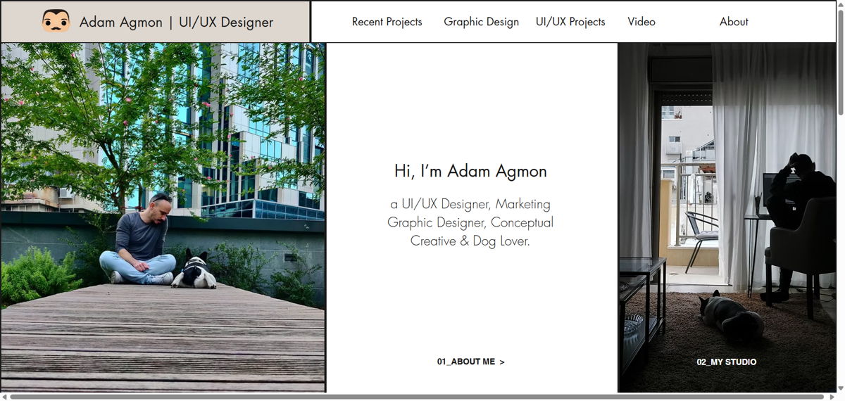 Screenshot of Adam Agmon Portfolio, from the wix personal websites collection.