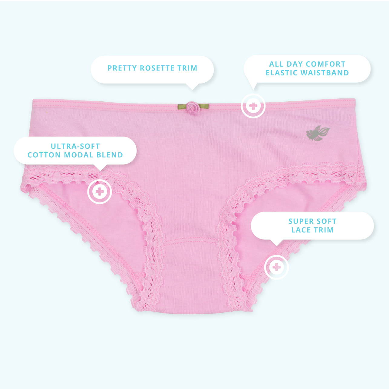 Soft Cotton Modal Spandex Blend Tagless Lucky & Me 6-Pack Ava Little Girls Bikini Underwear Colorful