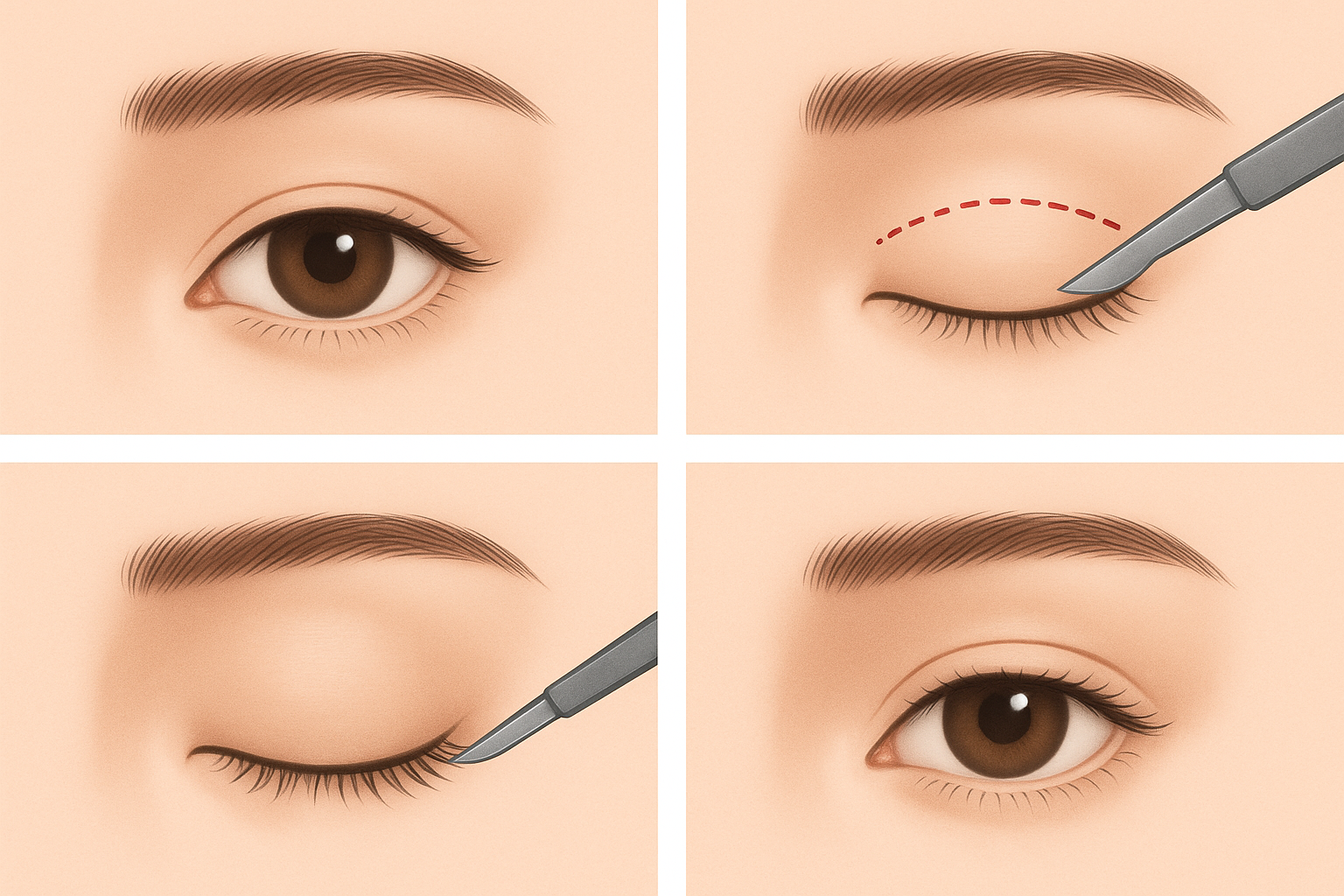 눈 성형 수술 방법 - 절개법