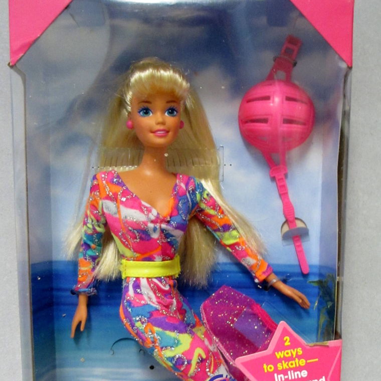 1994 Hot Skatin' Barbie Pink Roll- & Schlittschuhe