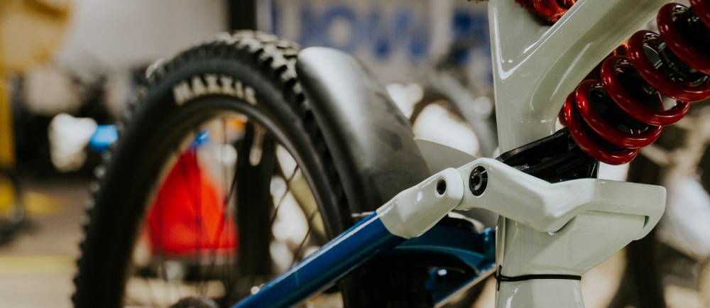 Closeup of an e-MTB rear wheel