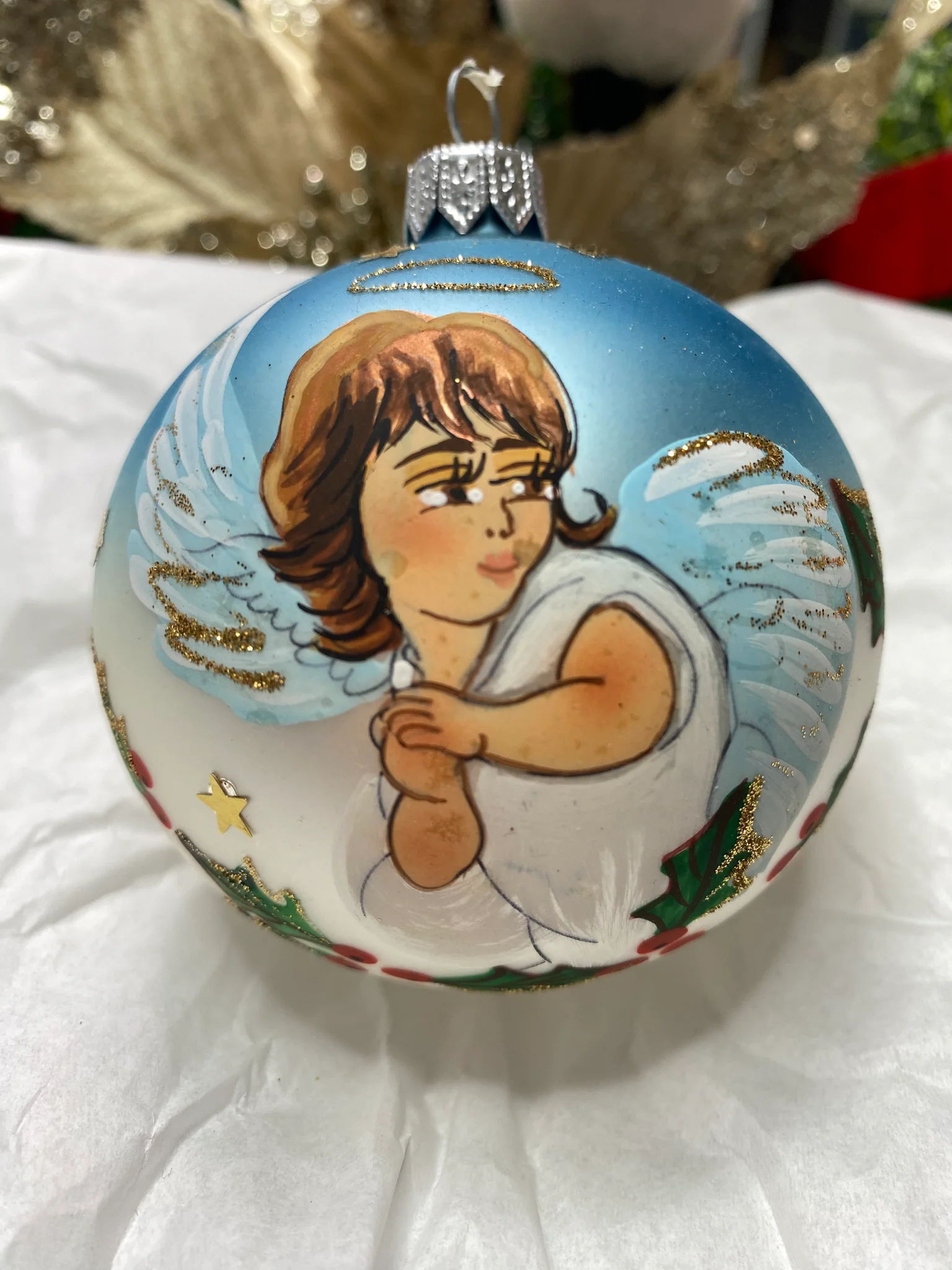 80mm Blue Angel on Holly - Image 3