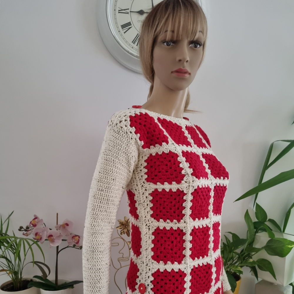 Crochet sweater with granny squares