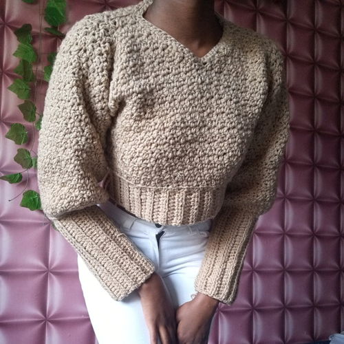 Casual Sweater|Cropped Crochet Sweater