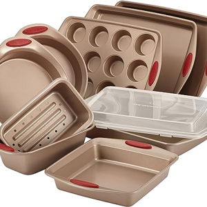 Rachael Ray Cucina - Juego de utensilios antiadherentes para hornear galletas y pan, 10 piezas,