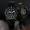 42mm Classic in DLC-Black with custom black bezel featuring crossed rifles and the punisher logo.