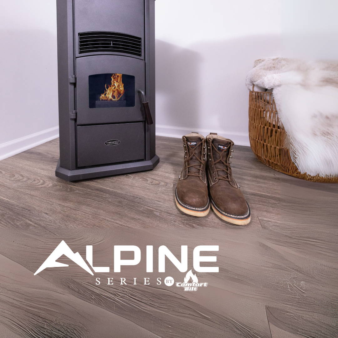 Alpine HP41 Pellet Stove Corner Lifestyle Boots