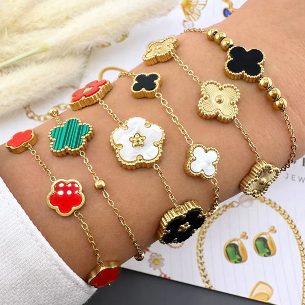 18K gold plated Stainless steel Flower Meadow bracelet - Image 4