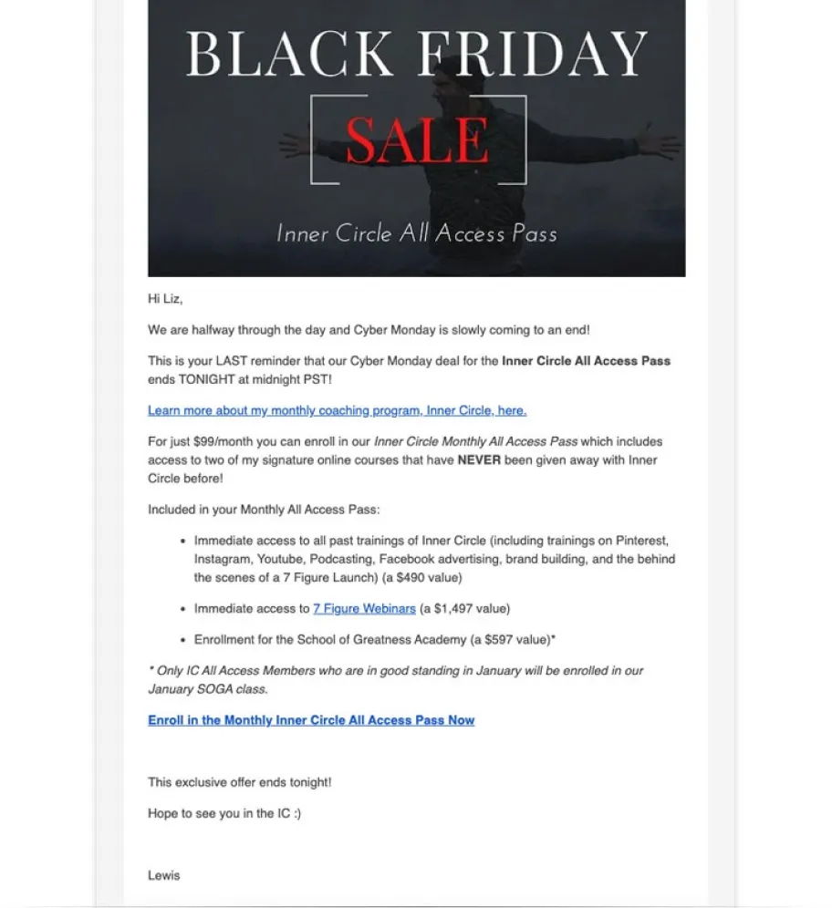 Shopify email marketing for black friday