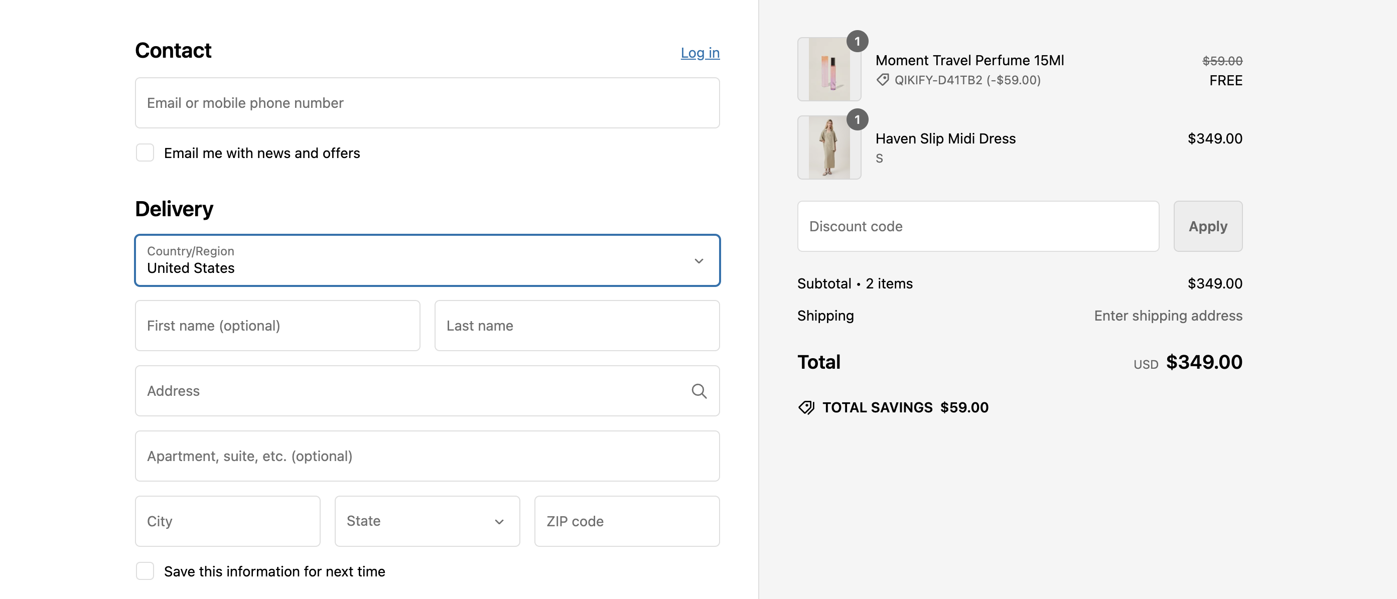 free gift with purchase in product page