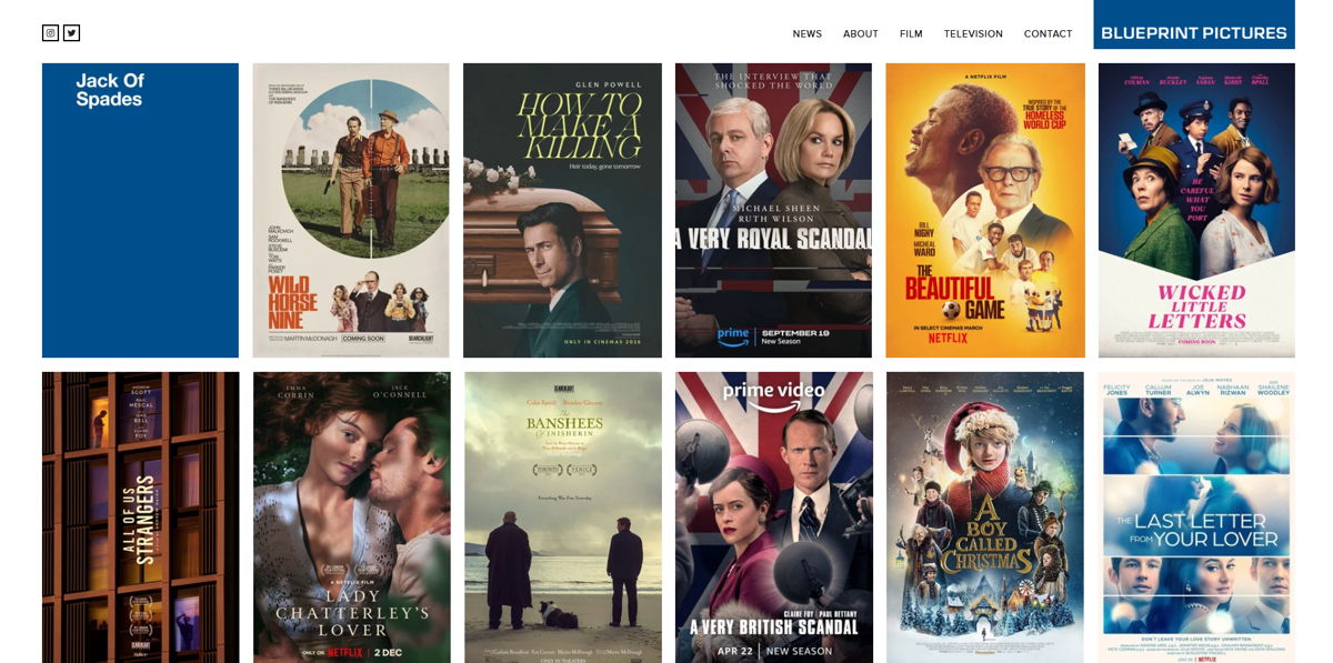 Screenshot of Blueprint Pictures, from the production company websites collection.