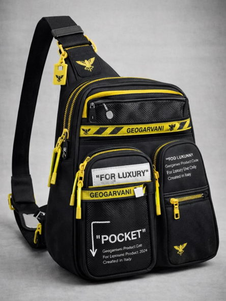 GEOGARVANI Technical mini Sling bag — Black & Yellow