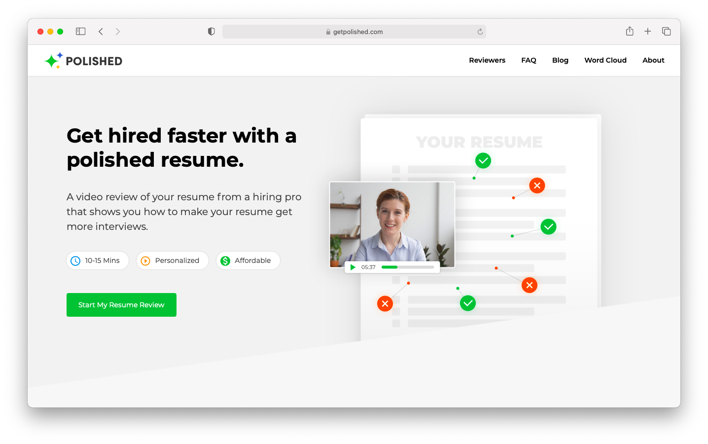 the current version of the Polished website