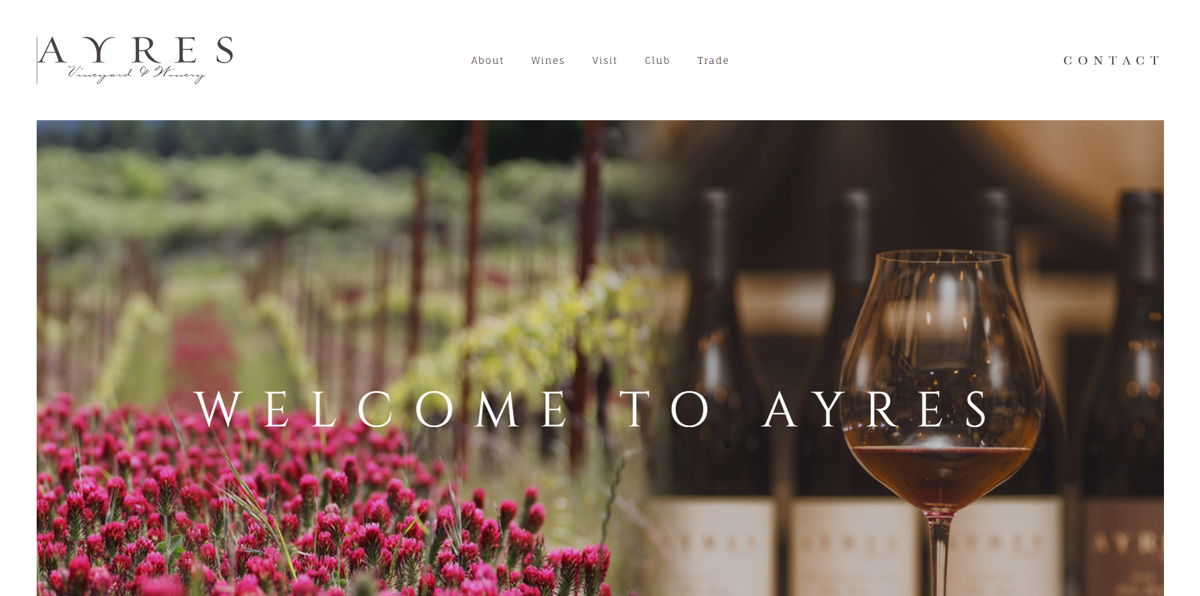 Screenshot of Ayres Vineyard, from the farm websites collection.