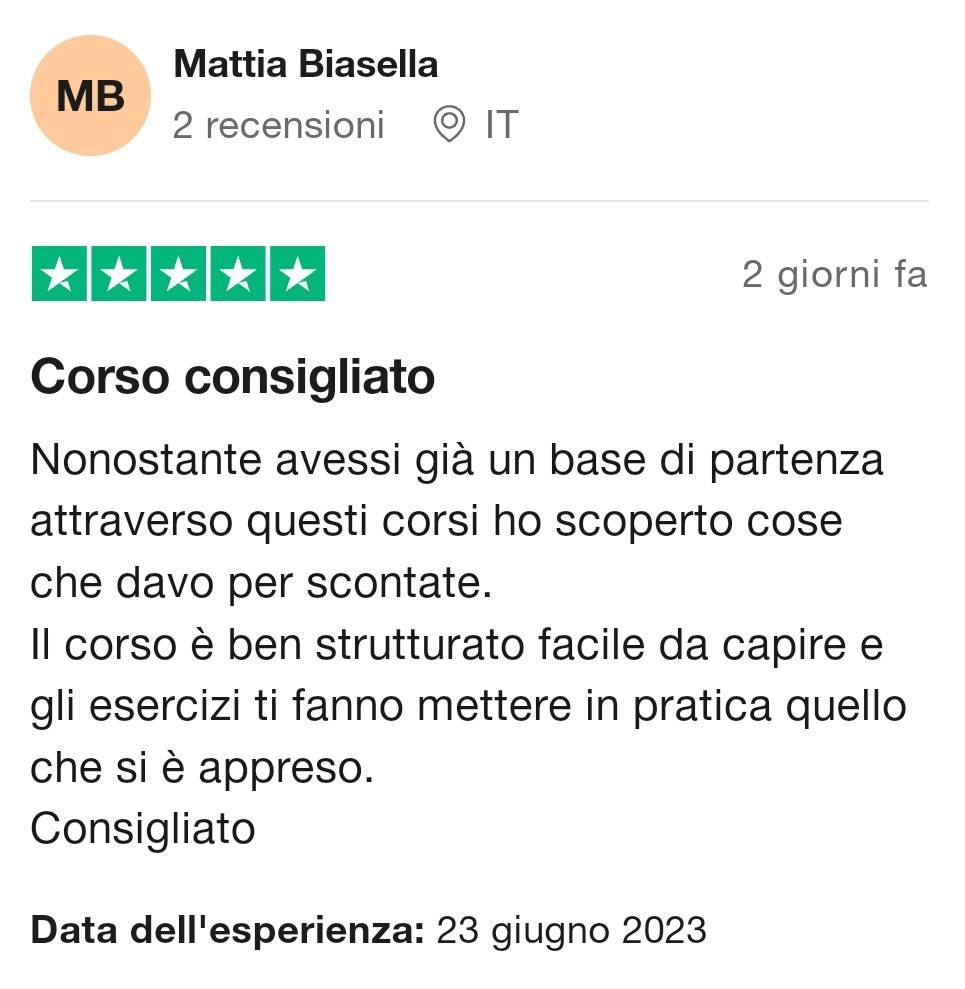 Corso di fotografia online Midnuances - 5 stelle su TrustPilot
